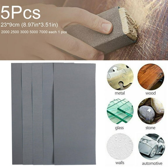 ANCRV 8.97inx3.51in 2000 2500 3000 5000 7000 Grit Water Scrubs Sandpaper, 5 Pieces Pack