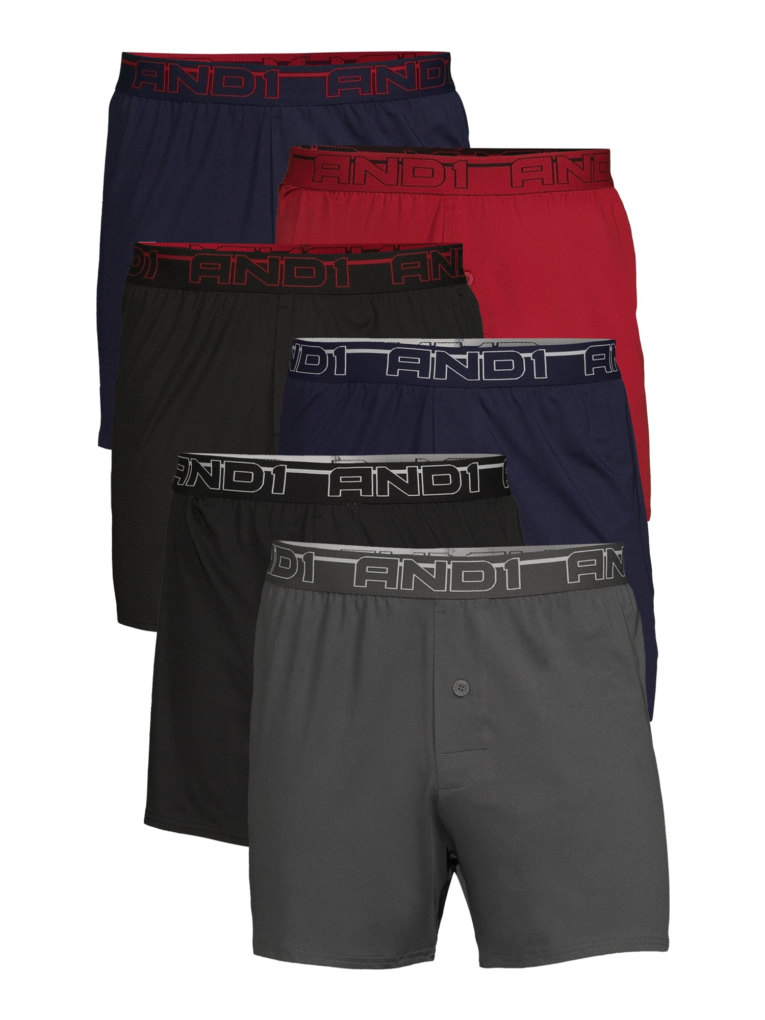 AND 1 Men's Knit Boxers, 6-Pack, Sizes S-3XL 