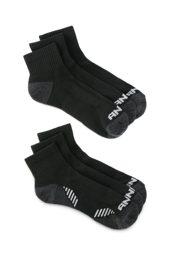 AND-1 Pro Platinum Men's Quarter Socks, 6-Pack, Shoe Sizes 6-12.5
