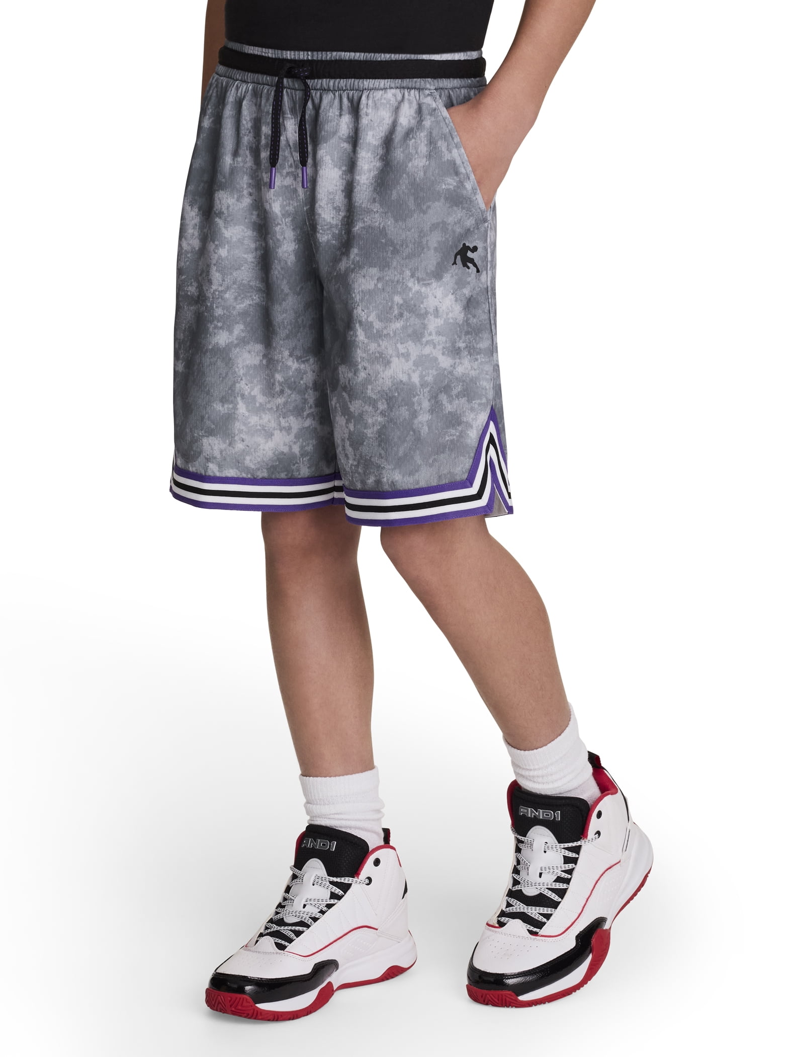 AND1 Boy's Athletic Performance Challenger Short 8" Inseam, Sizes 4-18