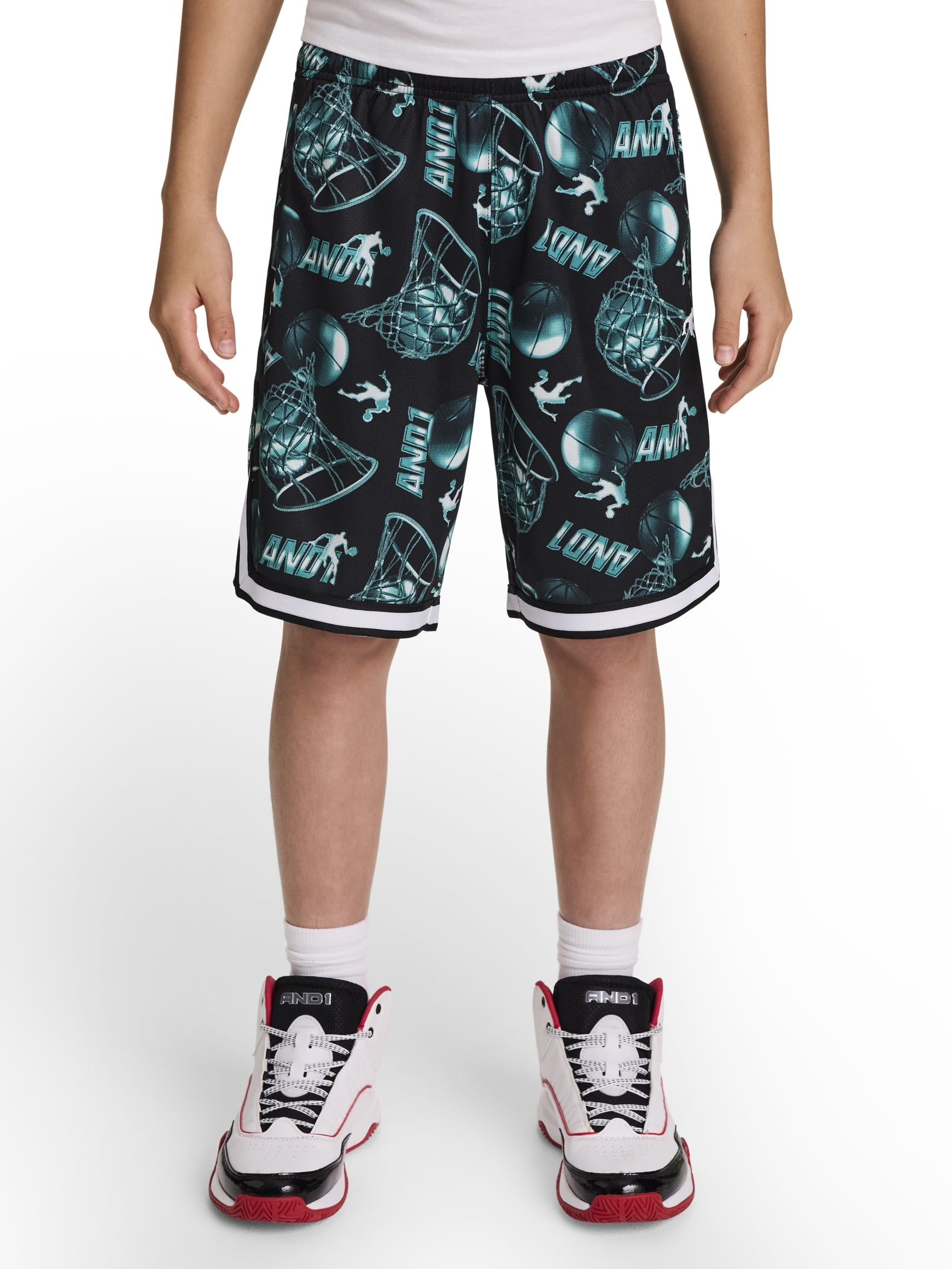 AND1 Boy's Athletic Platinum Short, 7" Inseam, Sizes 4-18
