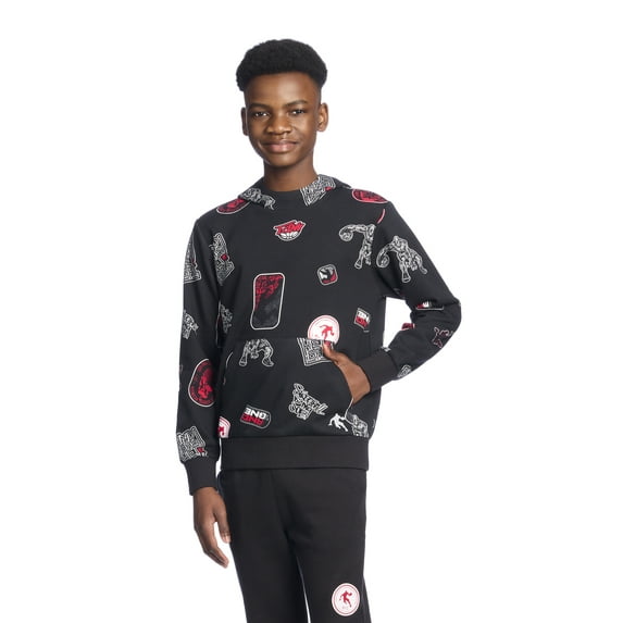 AND1 Boy's Athletic Sticker Graphic Pullover Fleece Hoodie, Sizes 4-18