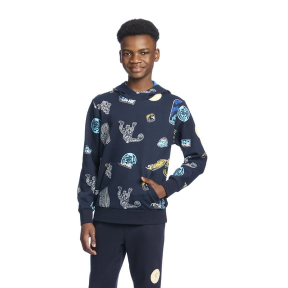 AND1 Boy's Athletic Sticker Graphic Pullover Fleece Hoodie, Sizes 4-18