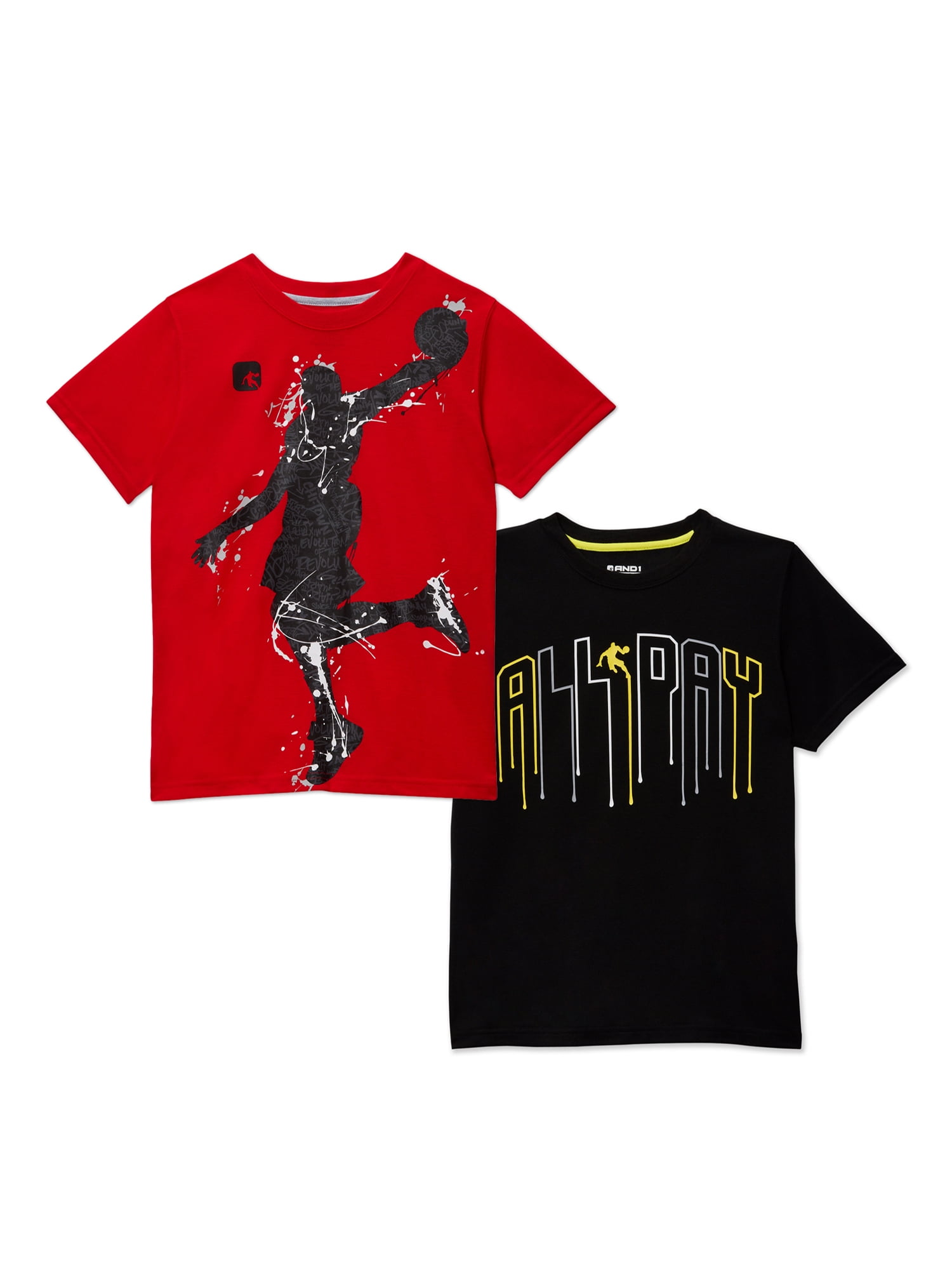 AND1 Boys Graphic Basketball Shirts 2-Pack, Sizes 4-18 