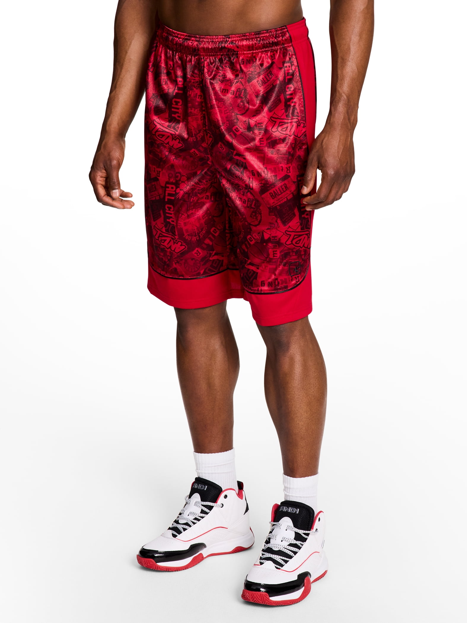 AND1 Men's & Big Men's All Court Printed Pattern Short, 11" Inseam, Sizes XS-5XL