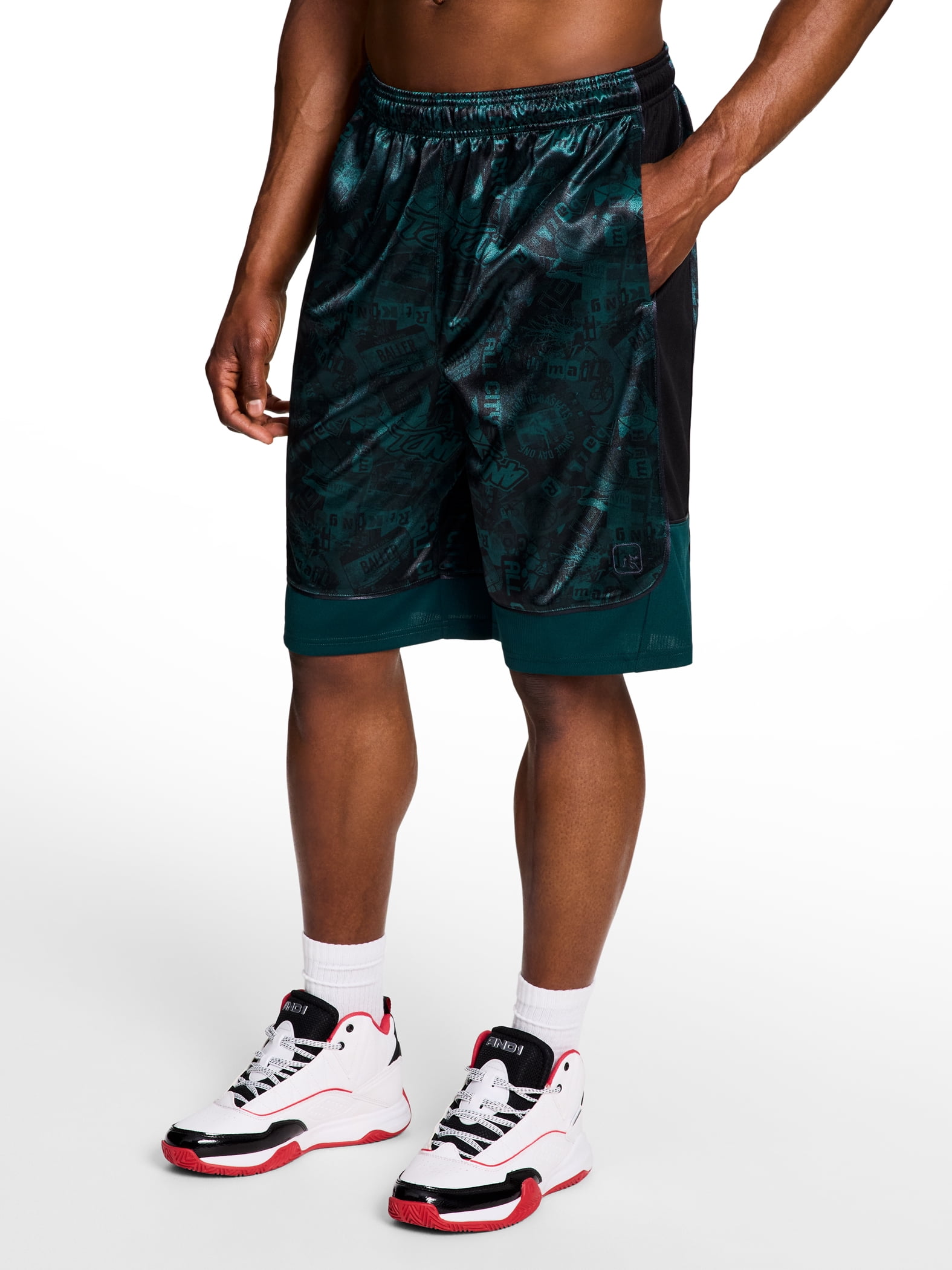 AND1 Men's & Big Men's All Court Printed Pattern Short, 11" Inseam, Sizes XS-5XL