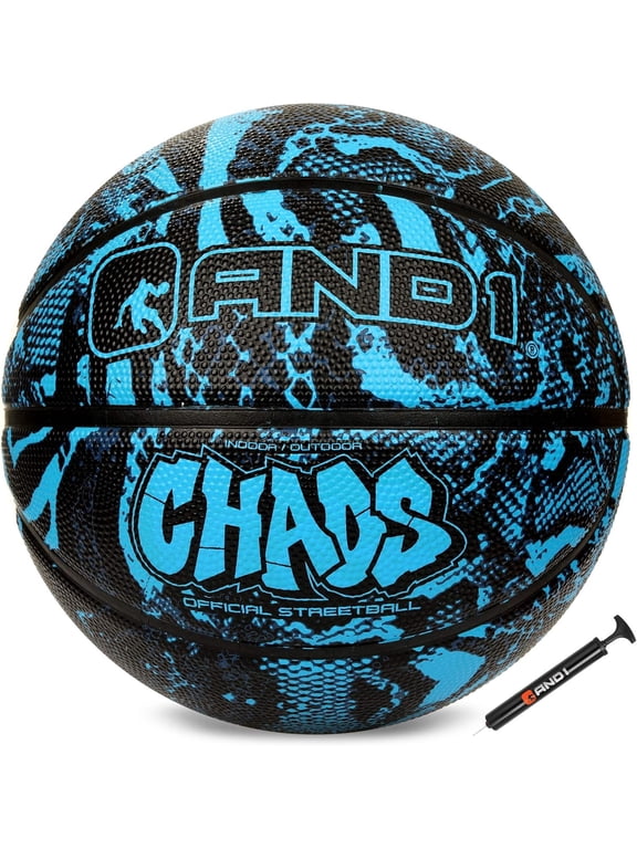 Chaos Graffiti Rubber Basketball, Size 7 (29.5"), Indoor/Outdoor, Deep Channel Construction, Vibrant Colors, Includes Hand Pump