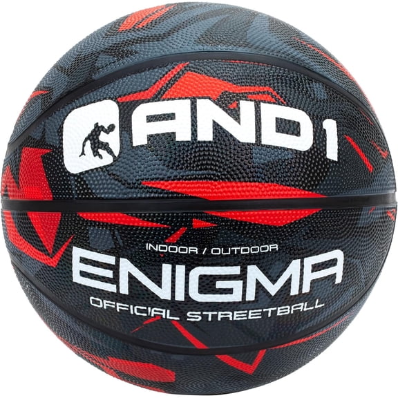 AND1 Enigma Classic Rubber Basketball, Size 7 (29.5"), Indoor/Outdoor, Deep Channel Construction, Vibrant Colors