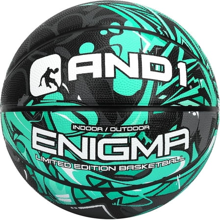 AND1 Enigma Youth Rubber Basketball, Size 6 (28.5") Deep Channel Construction, for Indoor/Outdoor Use
