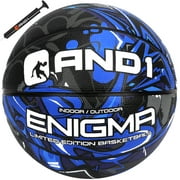 AND1 Enigma Youth Rubber Basketball: Size 5 (27.5") for Indoor/Outdoor, Deep Channel Construction, Includes 10-Inch Pump