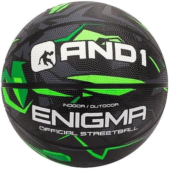 AND1 Enigma Rubber Basketball: Size 7 (29.5") Deep Channel Construction, for Indoor/Outdoor Use