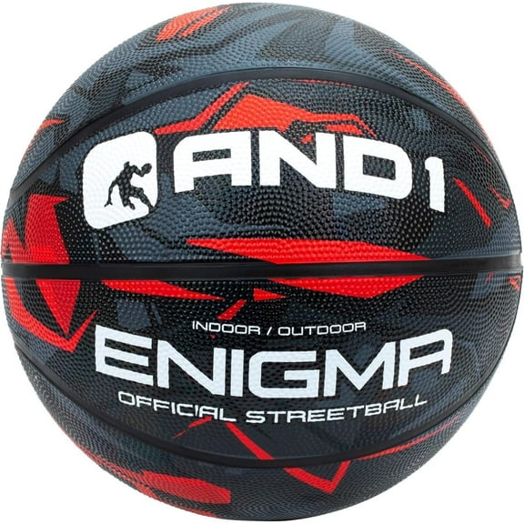 AND1 Enigma Rubber Basketball: Size 7 (29.5") Deep Channel Construction, for Indoor/Outdoor Use