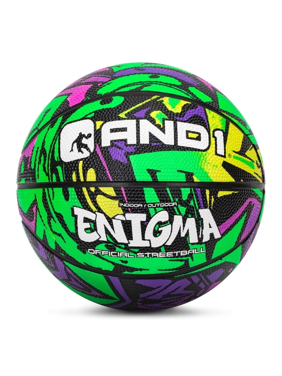 Enigma Size 3 Mini Basketball, Durable Rubber, Indoor/Outdoor, High-Contrast Design