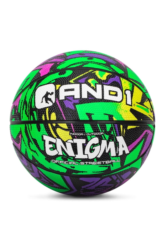 Enigma Size 3 Mini Basketball, Durable Rubber, Indoor/Outdoor, High-Contrast Design
