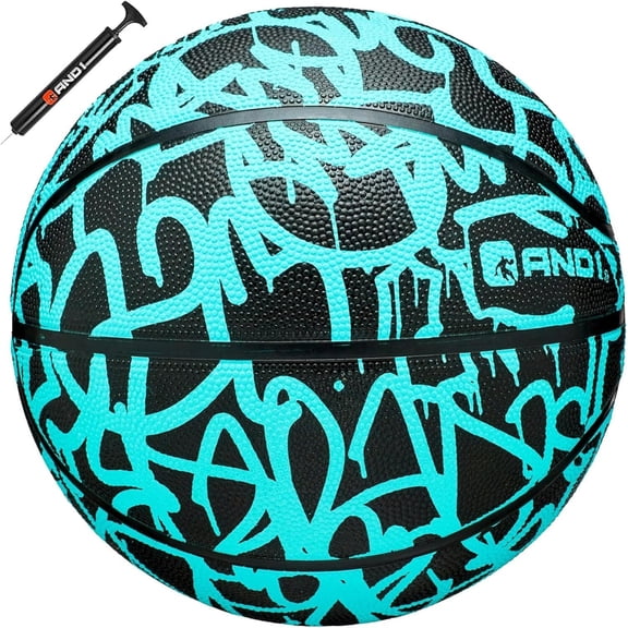 AND1 Fantom Graffiti Rubber Basketball, Size 7 (29.5"), Deep Channel Construction, Indoor/Outdoor Use