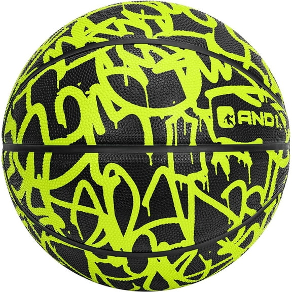 AND1 Fantom Graffiti Rubber Basketball, Size 5 (27.5"), Deep Channel Construction, Indoor/Outdoor Use