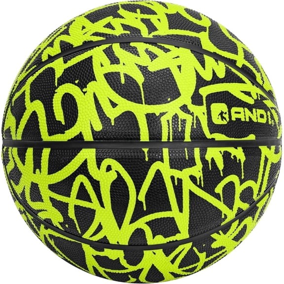 AND1 Fantom Graffiti Rubber Basketball, Size 7 (29.5 Inches), Deep Channel Construction, Made for Indoor/Outdoor Use