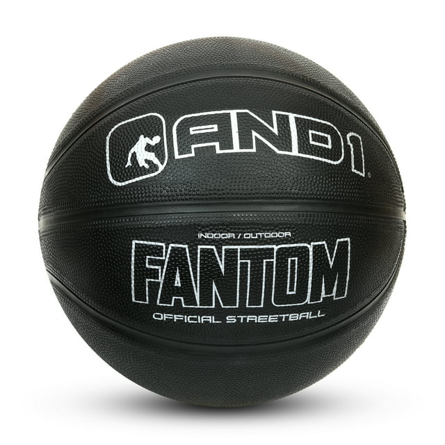 AND1 Fantom Rubber Basketball, Black, 29.5"