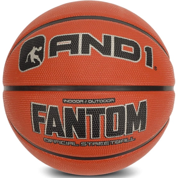 AND1 Fantom Rubber Basketball: Official Regulation Size 7 (29.5 inches), Deep Channel Construction, Indoor/Outdoor Use