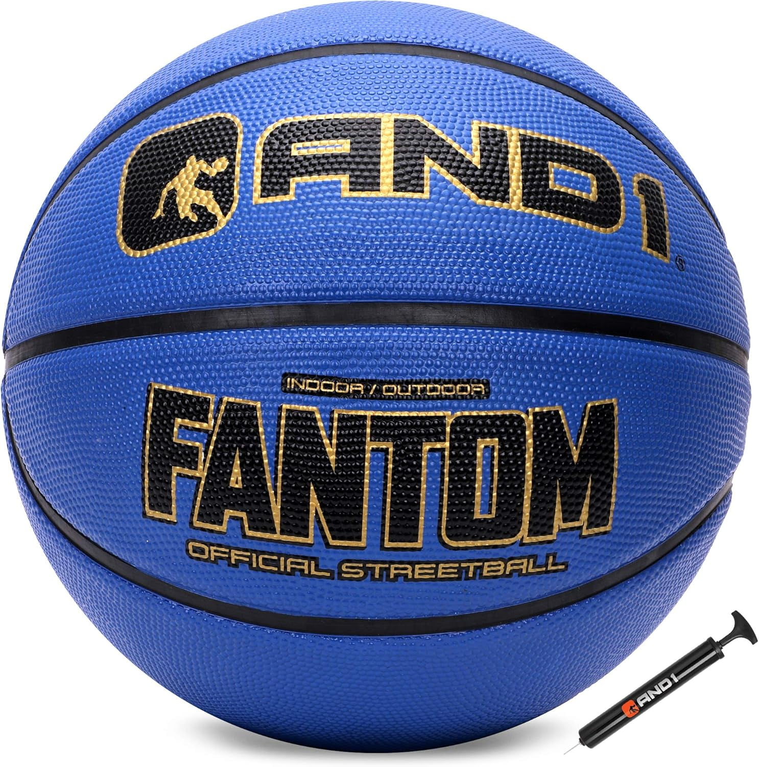 AND1 Fantom Rubber Basketball: Official Regulation Size 7 (29.5 inches), Deep Channel Construction, Indoor/Outdoor Use