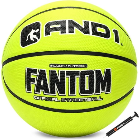 AND1 Fantom Rubber Basketball: Official Regulation Size 7 (29.5 inches), Deep Channel Construction, Indoor/Outdoor Use