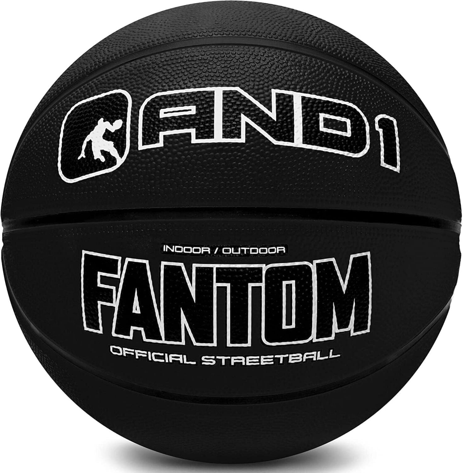 AND1 Fantom Rubber Basketball: Official Regulation Size 7 (29.5 inches), Deep Channel Construction, Indoor/Outdoor Use