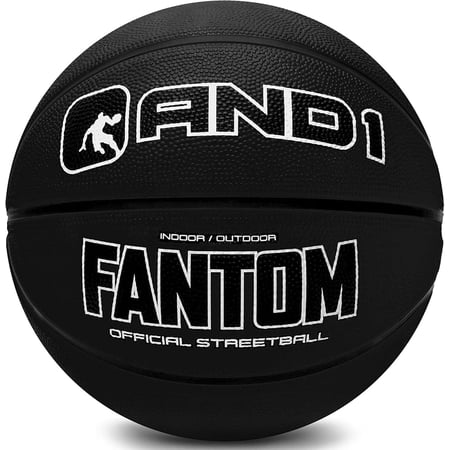 AND1 Fantom Rubber Basketball: Official Regulation Size 7 (29.5 inches), Deep Channel Construction, Indoor/Outdoor Use
