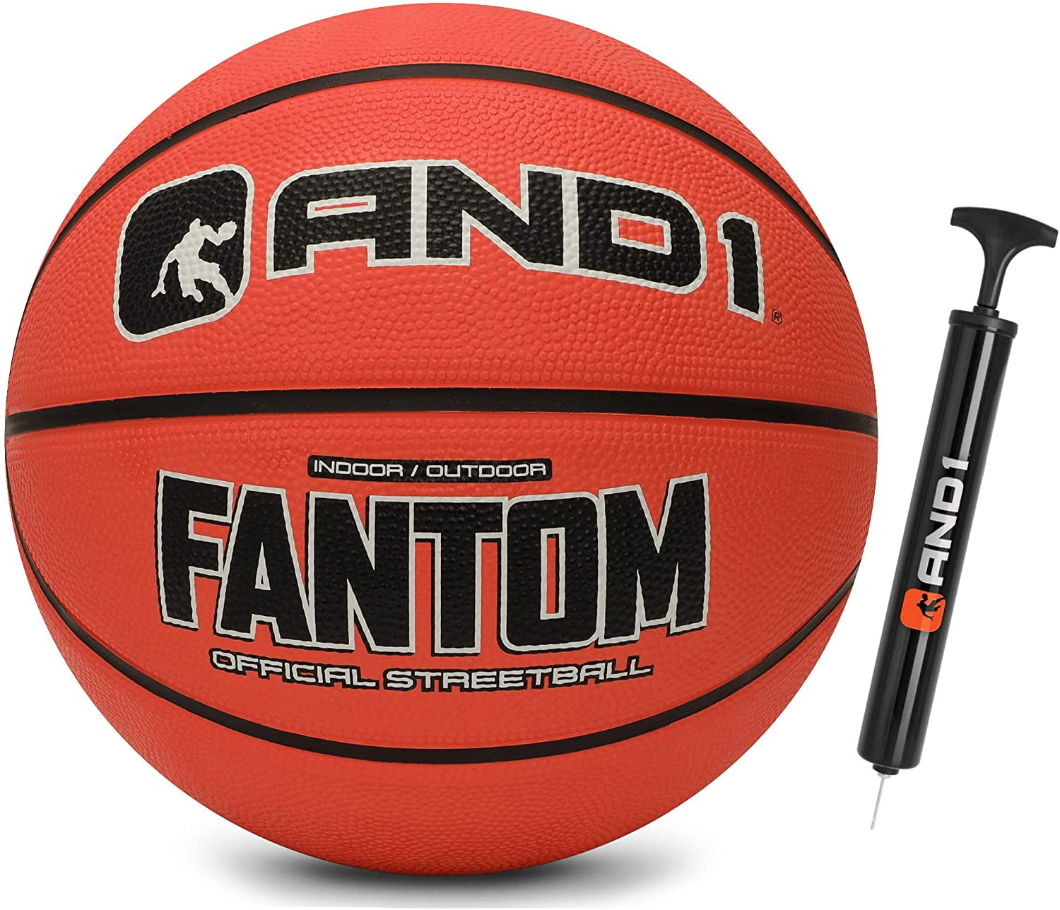 AND1 Fantom Rubber Basketball & Pump, Navy, 29.5