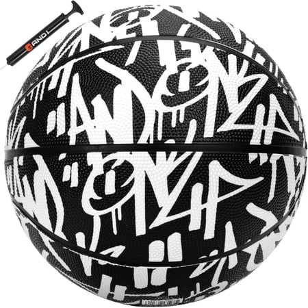 AND1 Fantom Graffiti Rubber Basketball, Size 7 (29.5"), Deep Channel Construction, Indoor/Outdoor Use