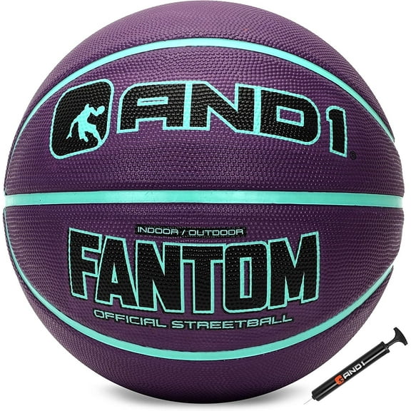 AND1 Fantom Rubber Basketball: Official Regulation Size 7 (29.5 inches), Deep Channel Construction, Indoor/Outdoor Use