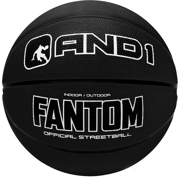 AND1 Fantom Rubber Basketball: Size 7 (29.5") - Deep Channel Construction Streetball, for Indoor/Outdoor Use
