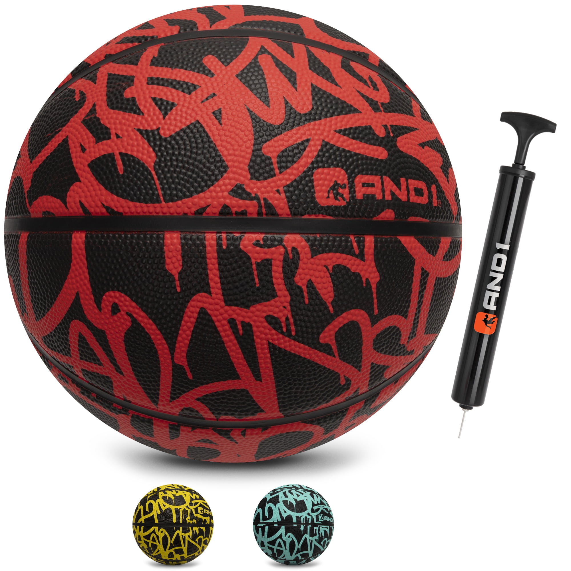 AND1 Graffiti Series Fantom Rubber Basketball & Pump, Official 