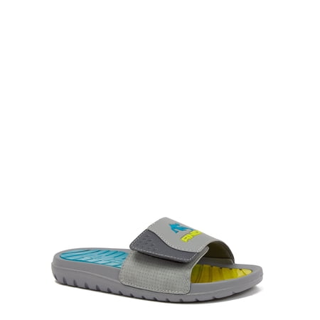 AND1 Little & Big Boys Adjustable Strap Slide Sandals, Open Toe Gray, 6