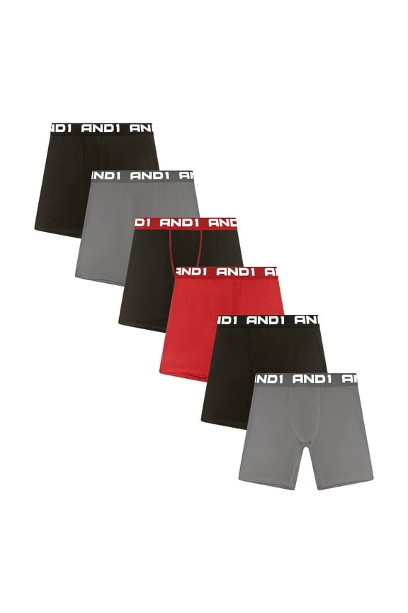 Men’s Underwear Breathe Performance Mid Length Boxer Briefs, 6 Pack