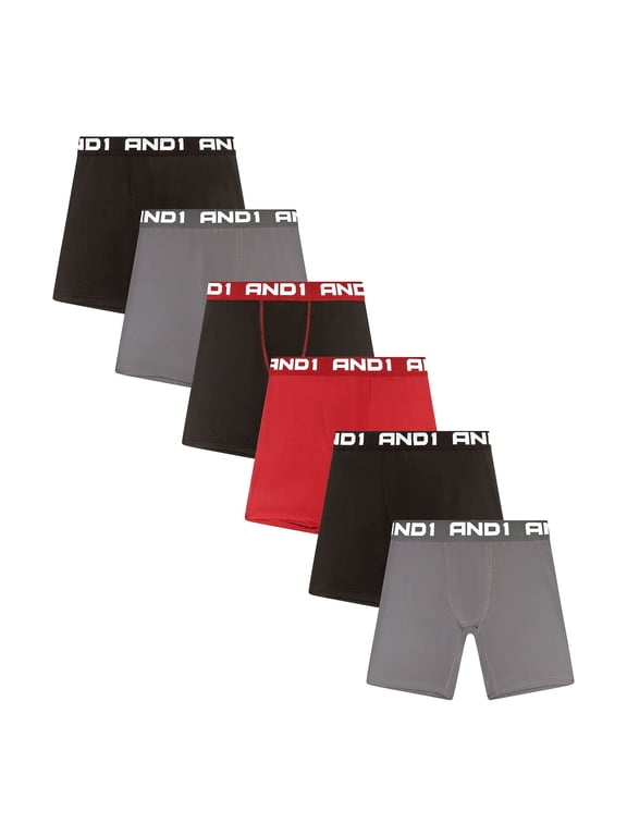 Men’s Underwear Breathe Performance Mid Length Boxer Briefs, 6 Pack