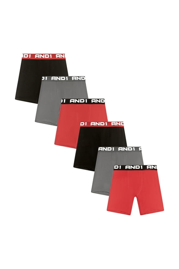 Men’s Underwear Breathe Performance Regular Leg Boxer Briefs, 6 Pack