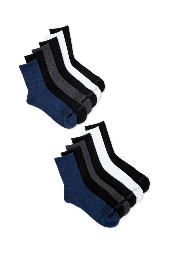 Men's Socks, Cushion Mid Crew Socks, 12 Pack