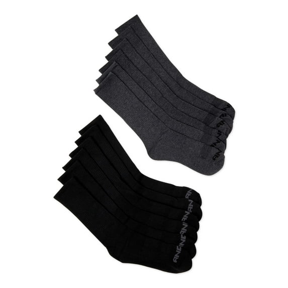 AND1 Men's Socks, Cushion Mid Crew Sock, 12 Pack