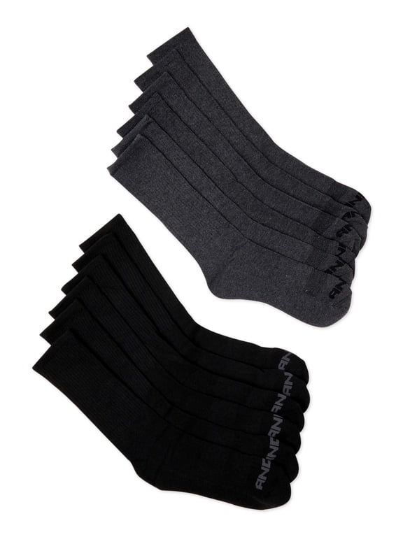 Men's Socks, Cushion Mid Crew Socks, 12 Pack