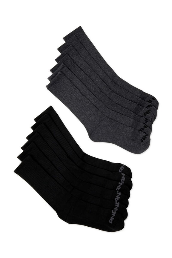 Men's Socks, Cushion Mid Crew Socks, 12 Pack