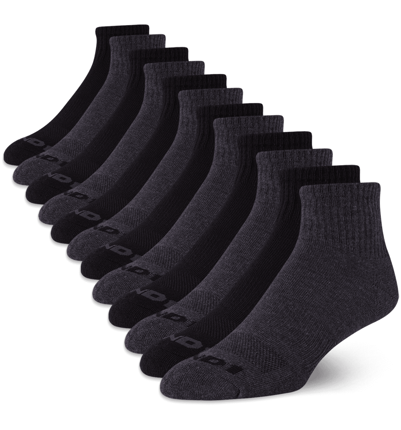 AND1 Men's Cushion Quarter Socks, 12 Pack