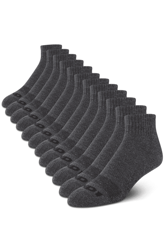 Men's Socks, Cushion Quarter Socks, 12 Pack