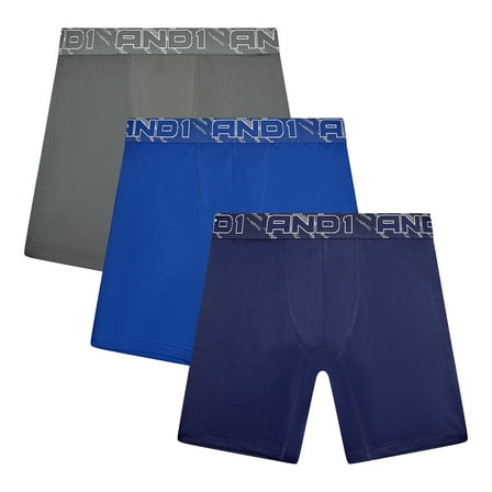 AND1 Men’s Underwear Flex Mid Length Boxer Briefs, 3 Pack