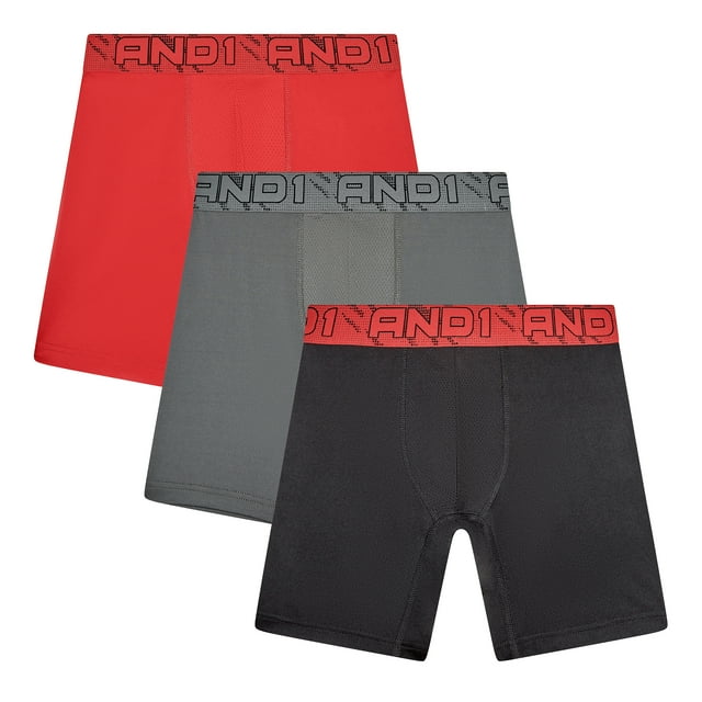 AND1 Men’s Underwear Flex Regular Leg Boxer Briefs, 3 Pack