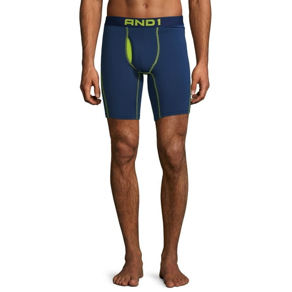AND1 Men's Longer Length Performance Boxer Briefs, 2 Pack
