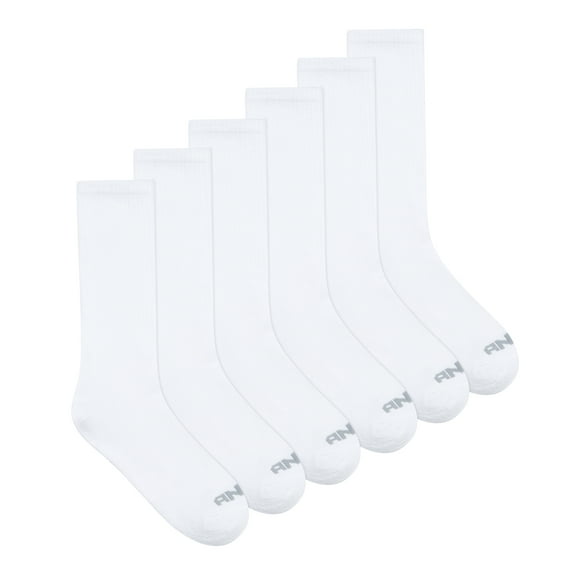 AND1 Men's Socks, Performance Cushion Crew Socks, 6-Pack