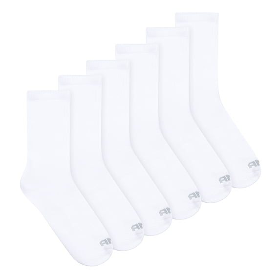AND1 Men's Socks, Performance Cushion Mid Crew Socks, 6-Pack