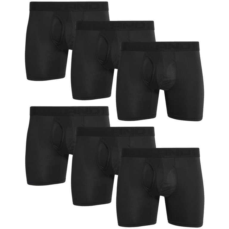 AND1 Men's Underwear Pro Platinum Boxer Briefs, 6 Pack, 9