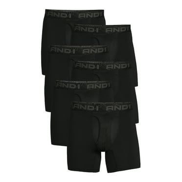 AND1 Men's Underwear Pro Platinum Boxer Briefs, 6 Pack, 6"