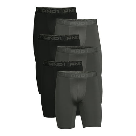 AND1 Men's Underwear Pro Platinum Boxer Briefs, 6 Pack, 9"